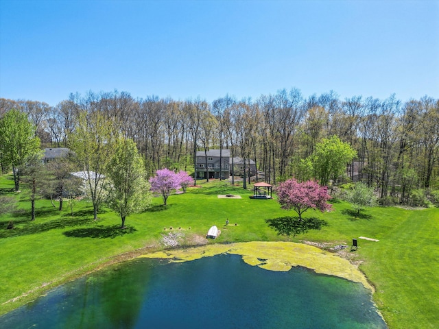 7111 Tucker Rd, Holly, MI 48442 - view of community featuring a gazebo, a yard, and a water view