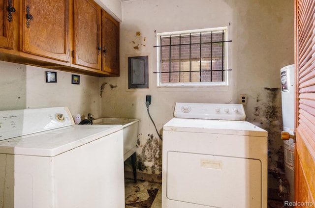54 W Rockwood St, Ecorse, MI 48229 - laundry room with separate washer and dryer, cabinet space, water heater, and electric panel
