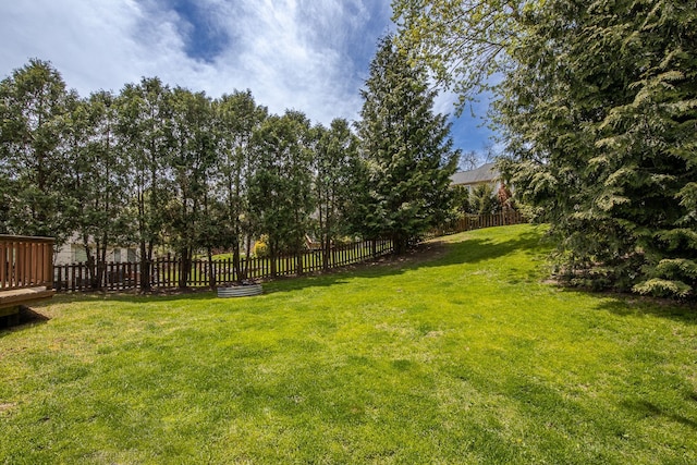 view of yard featuring a deck