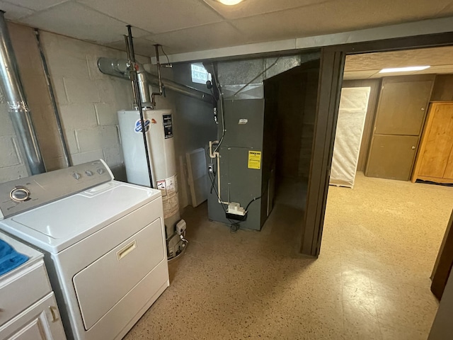 950 Raymond St, Ann Arbor, MI 48103 - laundry area with water heater, heating unit, and light floors