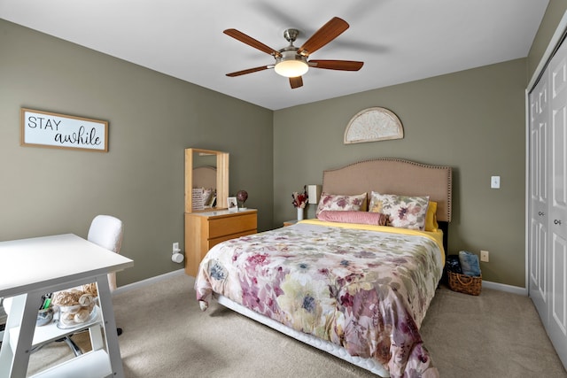 363 Vester St, Ferndale, MI 48220 - carpeted bedroom with a closet, baseboards, and ceiling fan