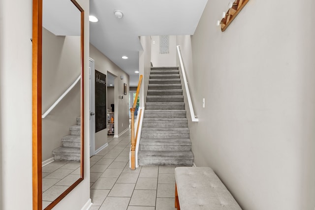 363 Vester St, Ferndale, MI 48220 - staircase featuring tile patterned floors, recessed lighting, and baseboards