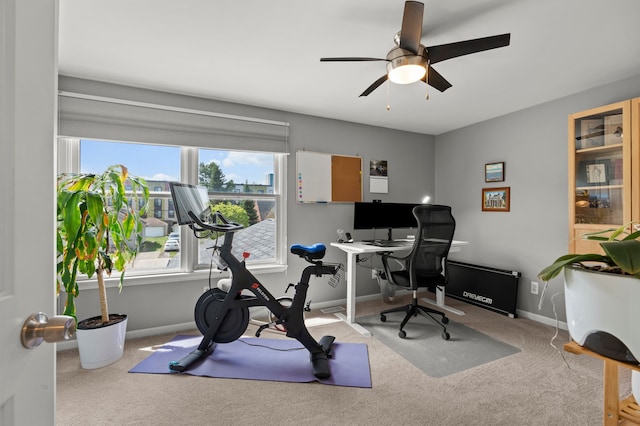 363 Vester St, Ferndale, MI 48220 - carpeted home office featuring a ceiling fan and baseboards