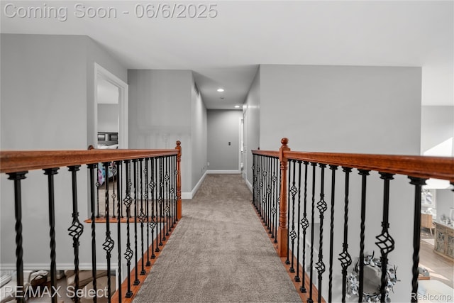 8320 Misty Mdws, Grand Blanc, MI 48439 - corridor with an upstairs landing, baseboards, carpet floors, and recessed lighting
