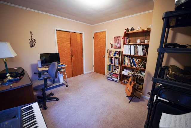 1090 Sunset Dr, Holly, MI 48442 - carpeted office featuring ornamental molding