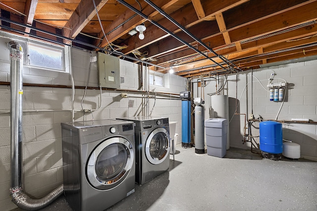 1090 S Williams Lake Rd, White Lake, MI 48386 - laundry room featuring washing machine and dryer and electric panel