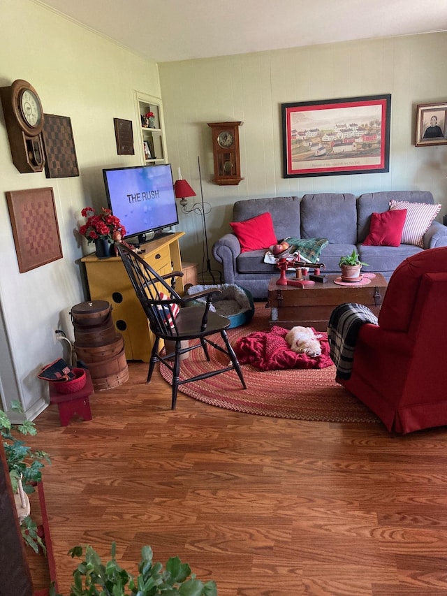 living room with wood finished floors