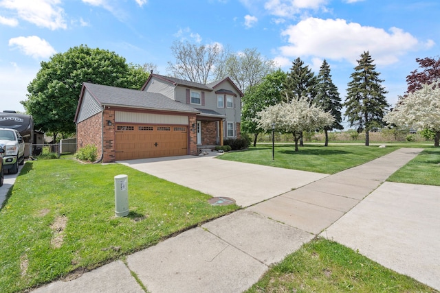 50631 Newcastle Dr, Chesterfield, MI 48047 - view of front of home featuring brick siding, an attached garage, driveway, and roof with shingles