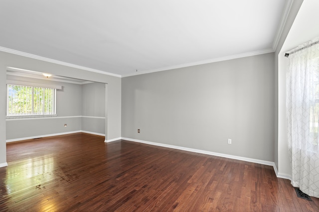 50631 Newcastle Dr, Chesterfield, MI 48047 - empty room with dark wood-style floors, baseboards, and ornamental molding