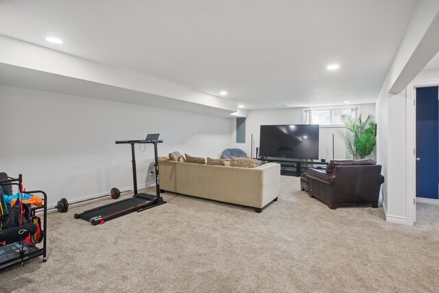 619 N Watkins, Perry, MI 48872 - carpeted living room with recessed lighting and baseboards