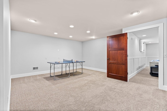 1303 Towsley Ln, Ann Arbor, MI 48105 - recreation room with carpet flooring and recessed lighting