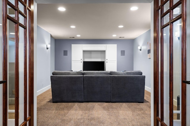 1303 Towsley Ln, Ann Arbor, MI 48105 - carpeted living room with baseboards and recessed lighting