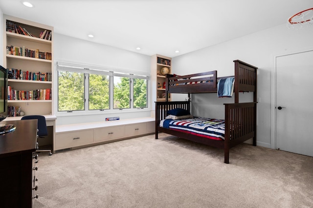 1303 Towsley Ln, Ann Arbor, MI 48105 - bedroom with light colored carpet, a desk, and recessed lighting