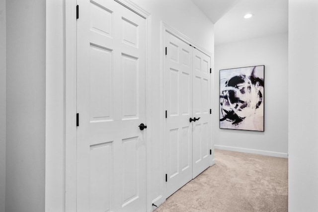 1303 Towsley Ln, Ann Arbor, MI 48105 - corridor featuring light colored carpet, baseboards, and recessed lighting
