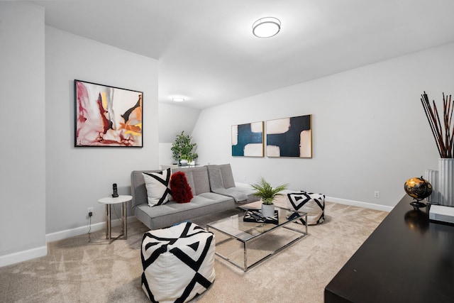 1303 Towsley Ln, Ann Arbor, MI 48105 - living area featuring baseboards, carpet flooring, and lofted ceiling