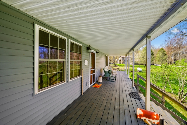 wooden deck with covered porch