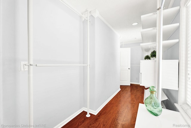 1700 Maddy Ln, Keego Harbor, MI 48320 - corridor with crown molding, wood finished floors, and recessed lighting