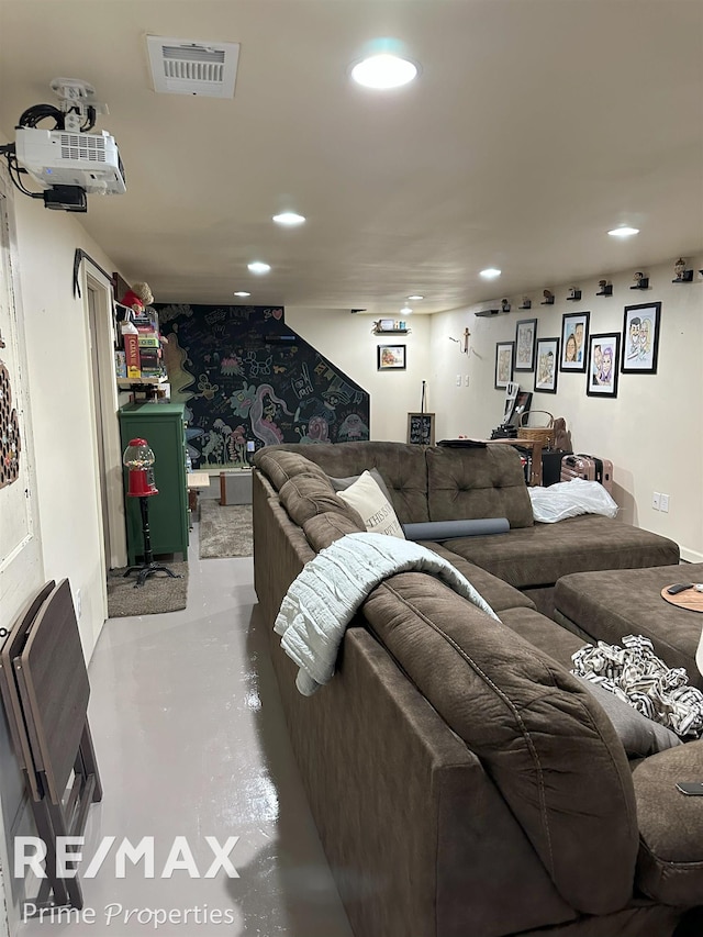 1321 Rollins St, Grand Blanc, MI 48439 - living area featuring concrete floors and recessed lighting
