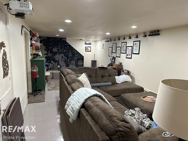 1321 Rollins St, Grand Blanc, MI 48439 - living area with finished concrete floors and recessed lighting