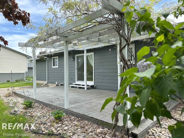1321 Rollins St, Grand Blanc, MI 48439 - rear view of property with a wooden deck and a pergola