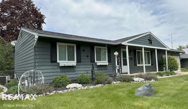 1321 Rollins St, Grand Blanc, MI 48439 - ranch-style house with central air condition unit and a front lawn