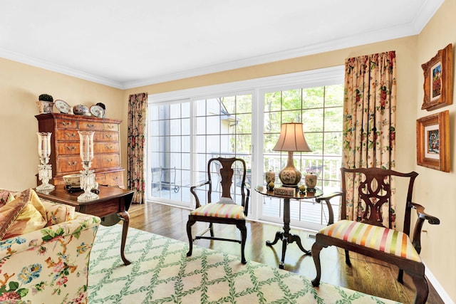 22366 Valley Oaks Dr, Beverly Hills, MI 48025 - sitting room featuring wood finished floors, plenty of natural light, and crown molding