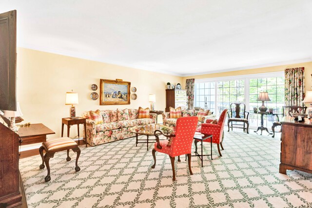 22366 Valley Oaks Dr, Beverly Hills, MI 48025 - living room with ornamental molding and carpet