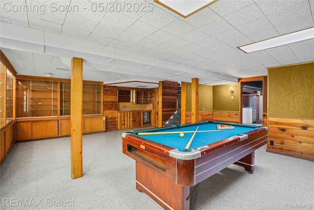 2302 Radcliffe Ave, Flint, MI 48503 - recreation room featuring wood walls and pool table