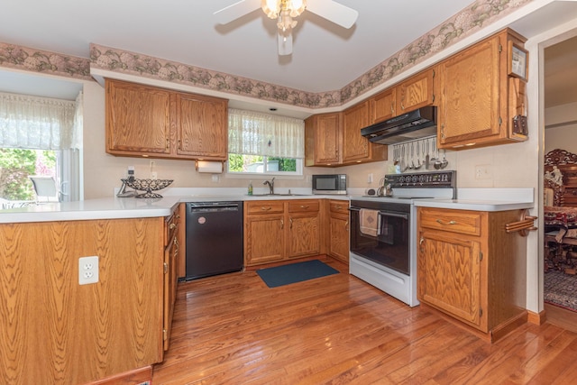 5835 S Ashford Way, Ypsilanti, MI 48197 - kitchen with electric stove, dishwasher, under cabinet range hood, stainless steel microwave, and a sink