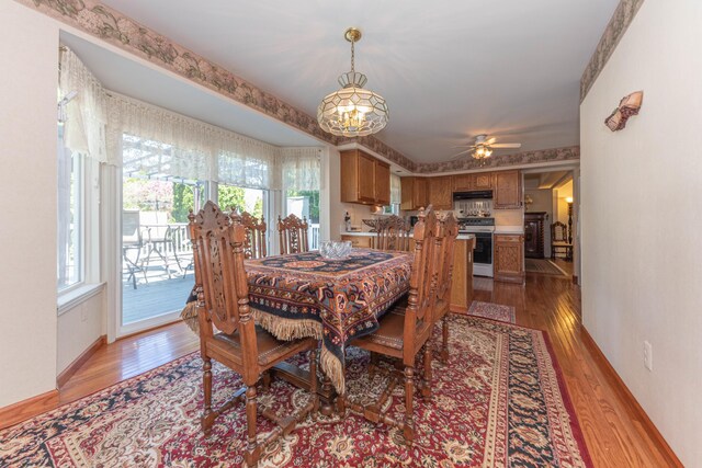 5835 S Ashford Way, Ypsilanti, MI 48197 - dining room with light wood finished floors, ceiling fan, and a chandelier