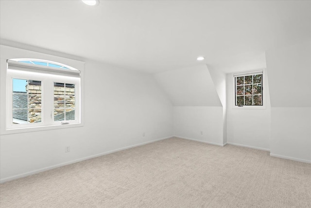 3767 Carrie Ln, Walled Lake, MI 48390 - bonus room featuring carpet flooring, baseboards, lofted ceiling, and recessed lighting