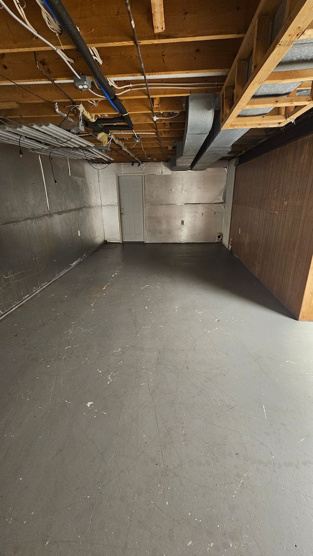view of unfinished below grade area