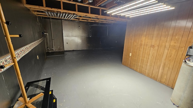view of unfinished basement
