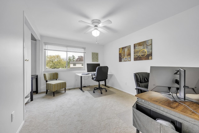 744 Lockmoore Ct, Rochester Hills, MI 48307 - office featuring a ceiling fan, carpet floors, and baseboards