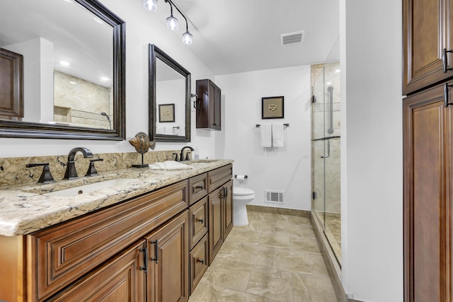 744 Lockmoore Ct, Rochester Hills, MI 48307 - bathroom with toilet, a shower stall, and double vanity