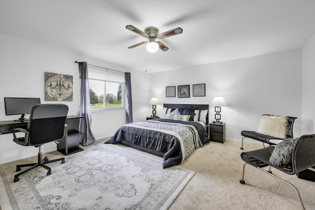 744 Lockmoore Ct, Rochester Hills, MI 48307 - carpeted bedroom with an office area, baseboards, and a ceiling fan