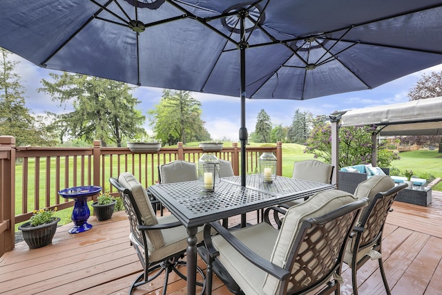 744 Lockmoore Ct, Rochester Hills, MI 48307 - wooden deck featuring outdoor dining space and a yard