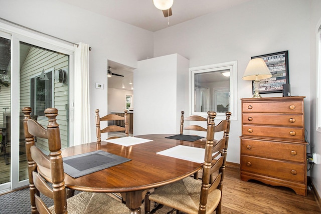 820 N Werners Landing Dr, Bronson, MI 49028 - dining room featuring ceiling fan and wood finished floors