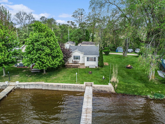 820 N Werners Landing Dr, Bronson, MI 49028 - dock area with a yard and a deck with water view