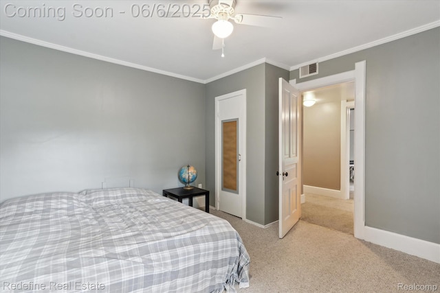 101 Hill St, Stockbridge, MI 49285 - carpeted bedroom featuring ornamental molding, baseboards, and ceiling fan