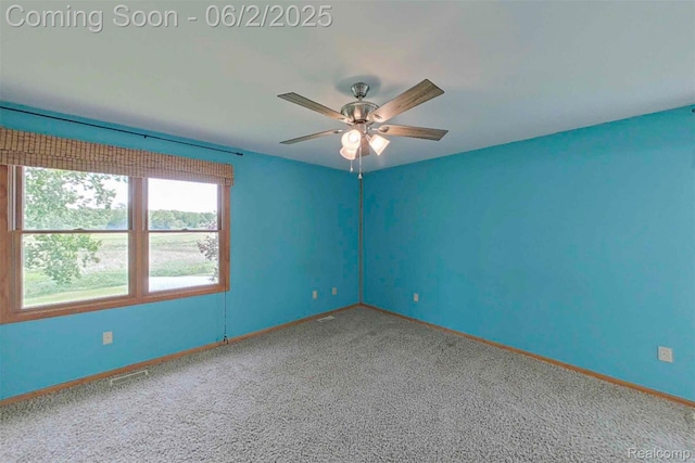 3749 Chase Lake Rd, Howell, MI 48855 - carpeted empty room featuring ceiling fan and baseboards