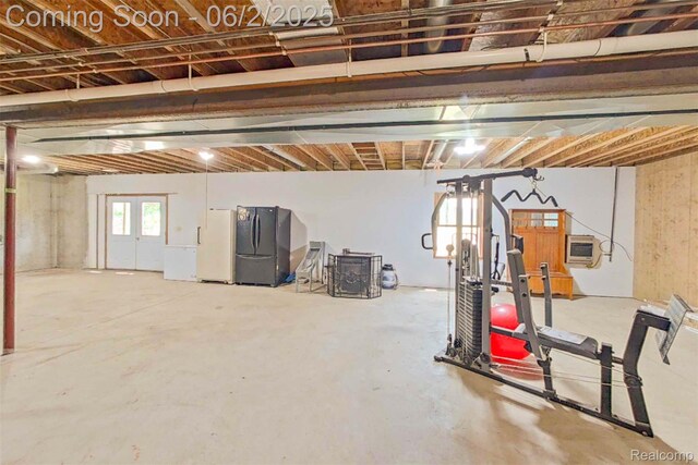 3749 Chase Lake Rd, Howell, MI 48855 - basement with freestanding refrigerator