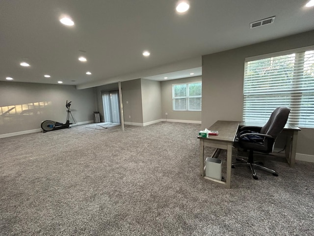 31065 Tremont Ln, Franklin, MI 48025 - office area featuring recessed lighting, carpet floors, and baseboards