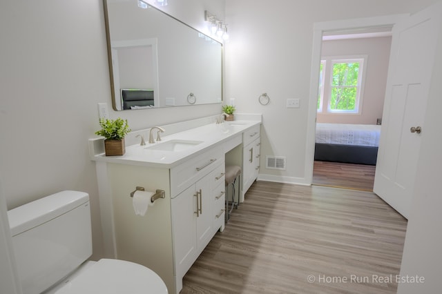 8828 Division Ave S, Byron Center, MI 49315 - bathroom with toilet, wood finished floors, double vanity, and connected bathroom