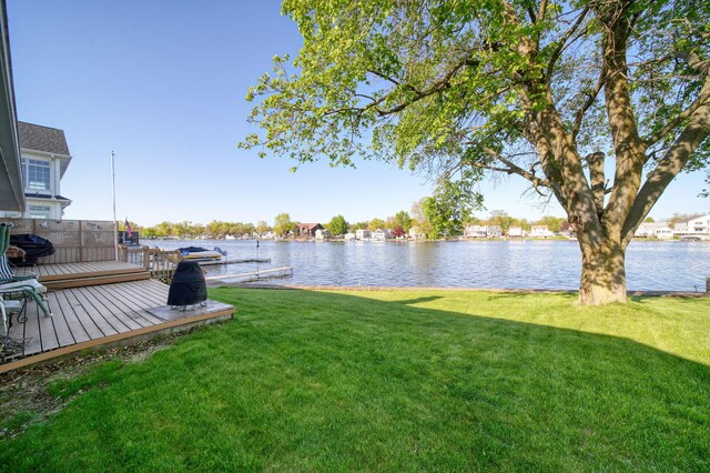 555 S Lakeside Dr, Michigan Center, MI 49254 - view of grassy yard with a water view and a boat dock