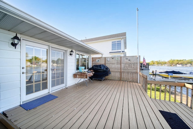 555 S Lakeside Dr, Michigan Center, MI 49254 - wooden deck featuring a grill