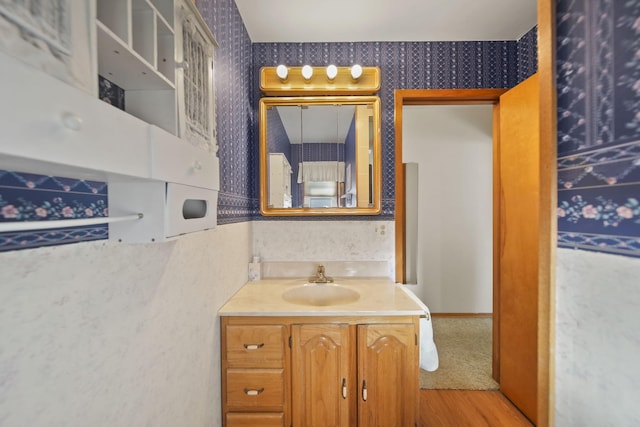 555 S Lakeside Dr, Michigan Center, MI 49254 - bathroom with wood finished floors and vanity