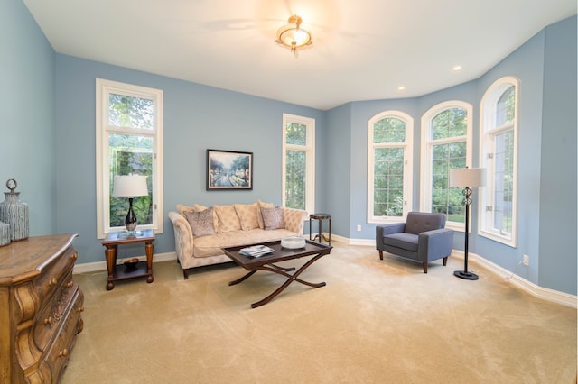 8307 Granite Ct, Dexter, MI 48130 - living area with carpet flooring, healthy amount of natural light, baseboards, and recessed lighting