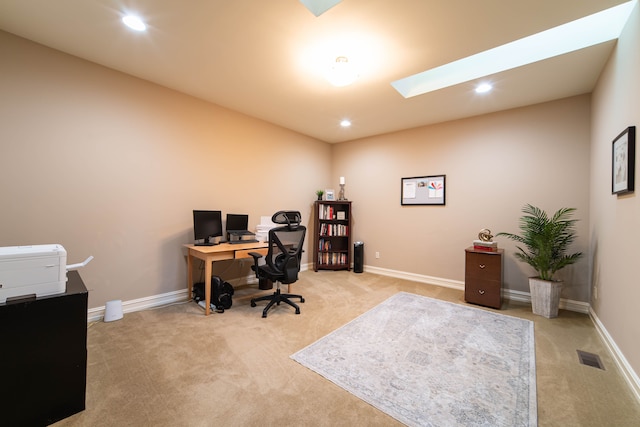8307 Granite Ct, Dexter, MI 48130 - office area featuring light carpet, recessed lighting, and baseboards