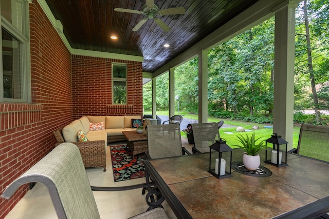8307 Granite Ct, Dexter, MI 48130 - view of patio / terrace with an outdoor living space, ceiling fan, and outdoor dining area